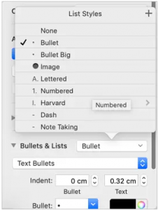 key command for bullet point mac