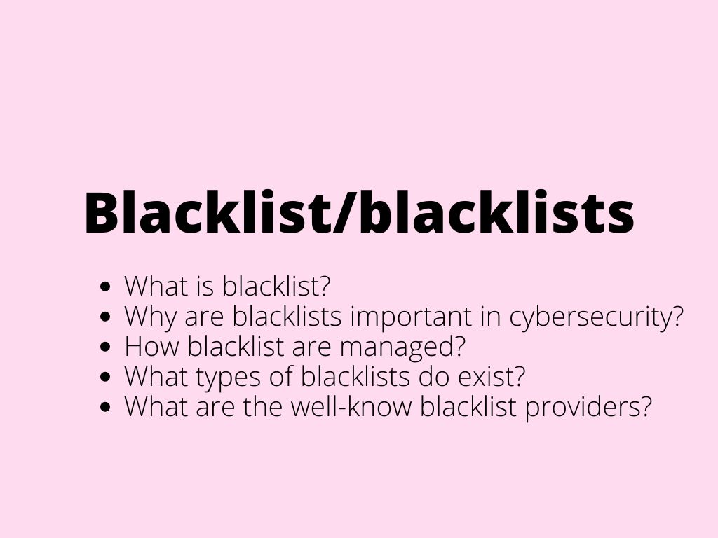 Blacklist/blacklists – what is that?