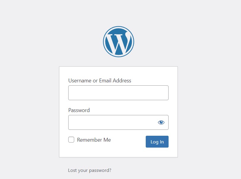 Wordpress login page